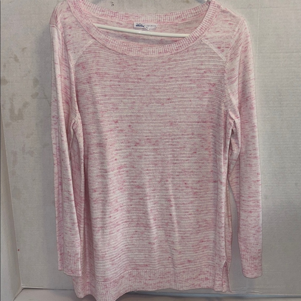 TALBOTS BRAND..HELLO SATURDAY..
PINK SPECKLED KNIT L/S CREW NECK LIGHT WEIGHT